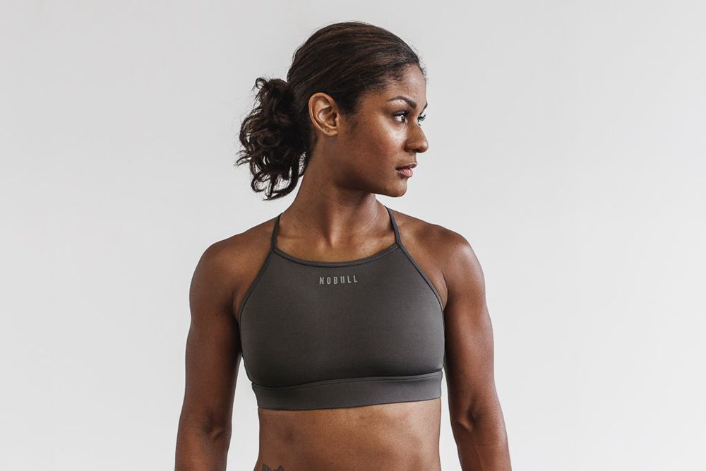 NOBULL Women's High-Neck Sports Bras - Dark Shadow - Ireland (0372TAWMS)